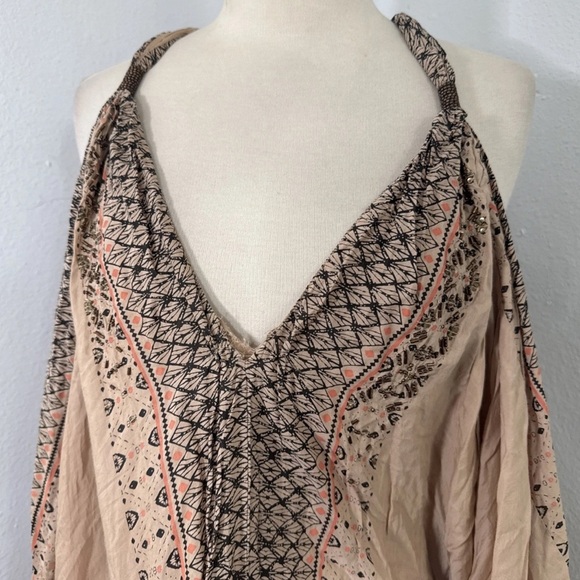 Free People Maxi Dress S Oversize Boho Merida Printed pale pink Beachy Bohemian - Picture 9 of 14